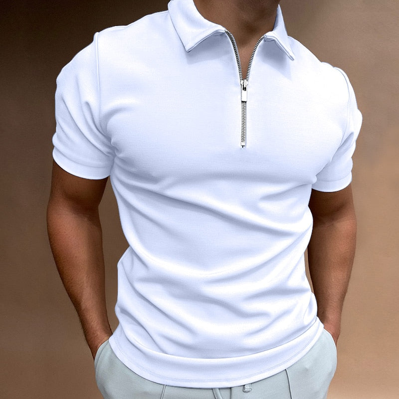 Marcus | Men's Short Sleeve Zip Polo Shirt