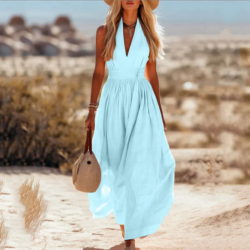 Selene | Halter Neck Summer Maxi Dress