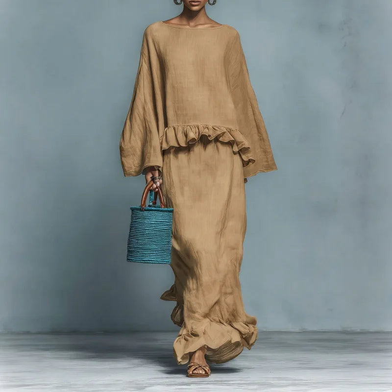 Azaria | Ruffle Top and Maxi Skirt Set