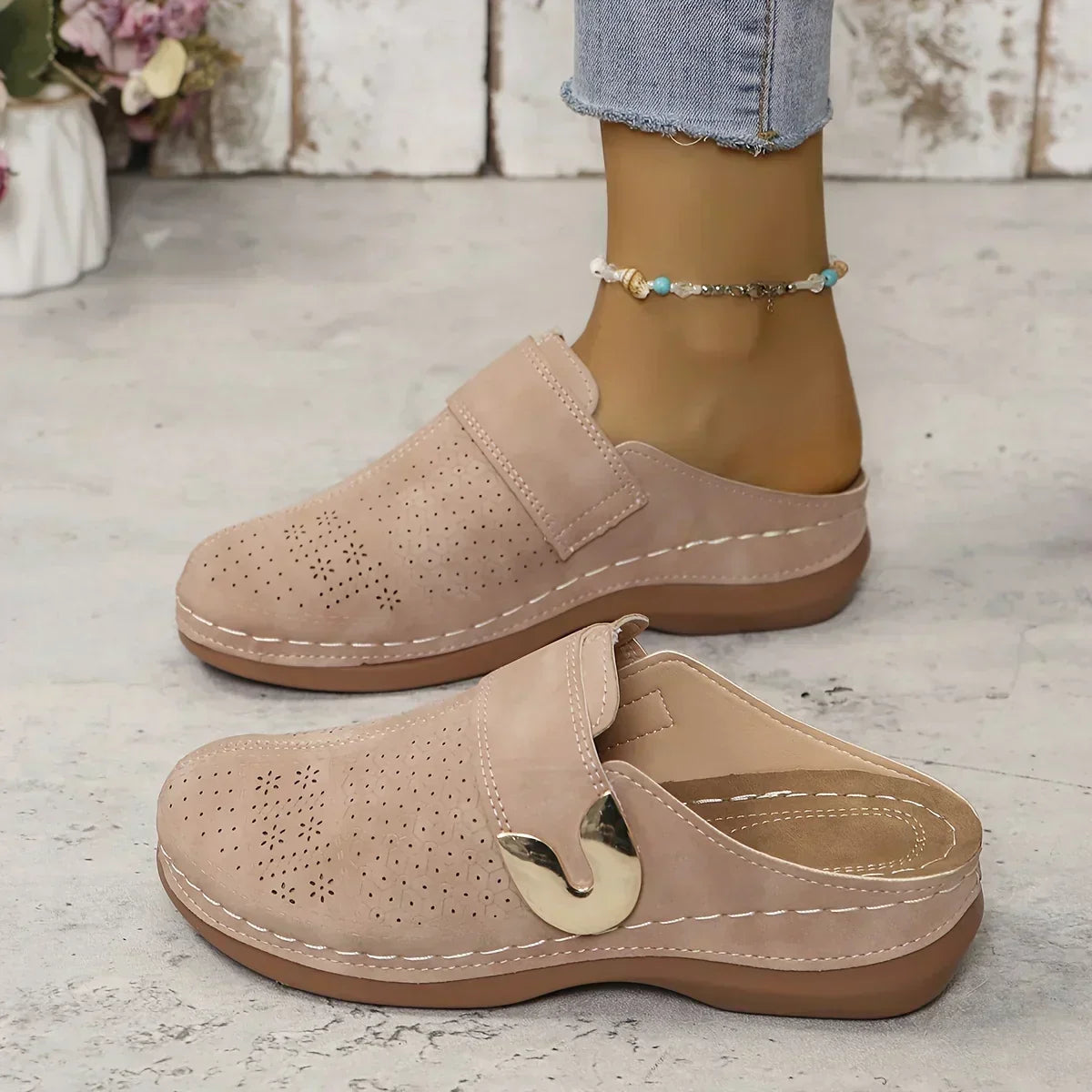 Marcella | Perforated Metal Accent Loafers
