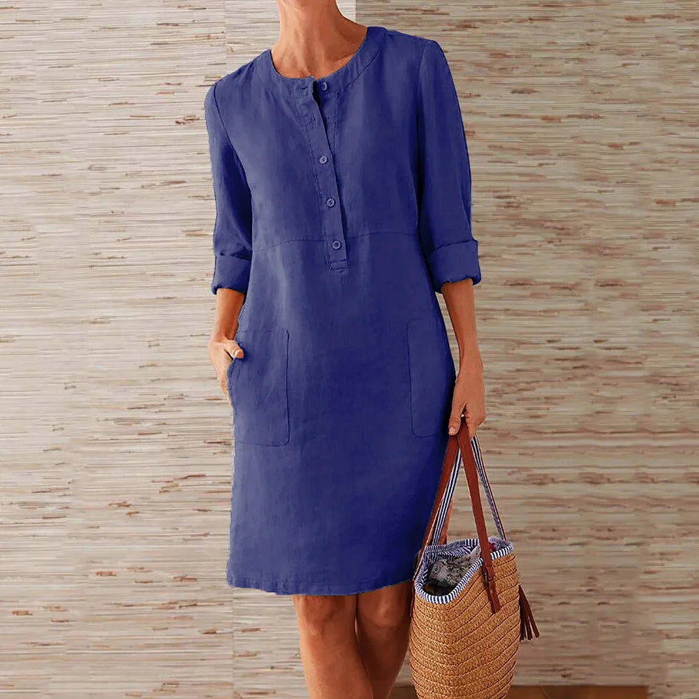 Maelis | Button-Front Long Sleeve Mini Dress