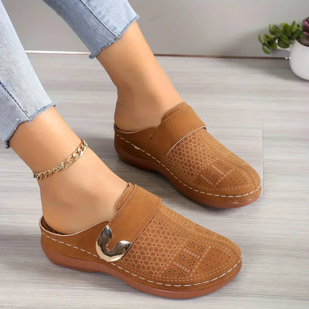 Marcella | Perforated Metal Accent Loafers