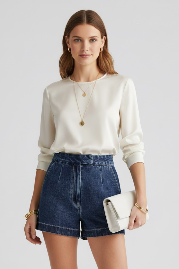 Sophie | High-Waisted Classic Denim Shorts
