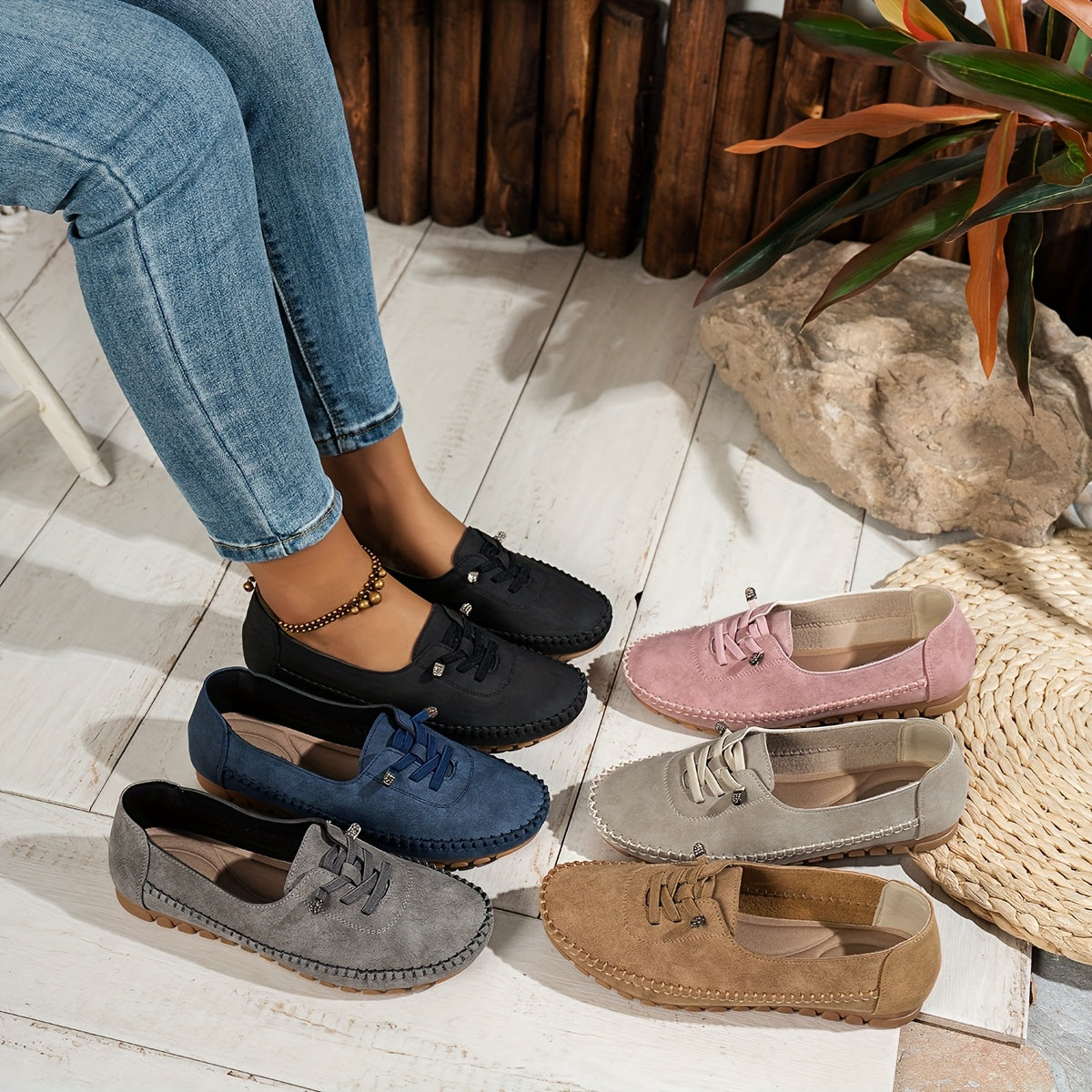 Selene | Casual Suede Lace Up Loafers for Women