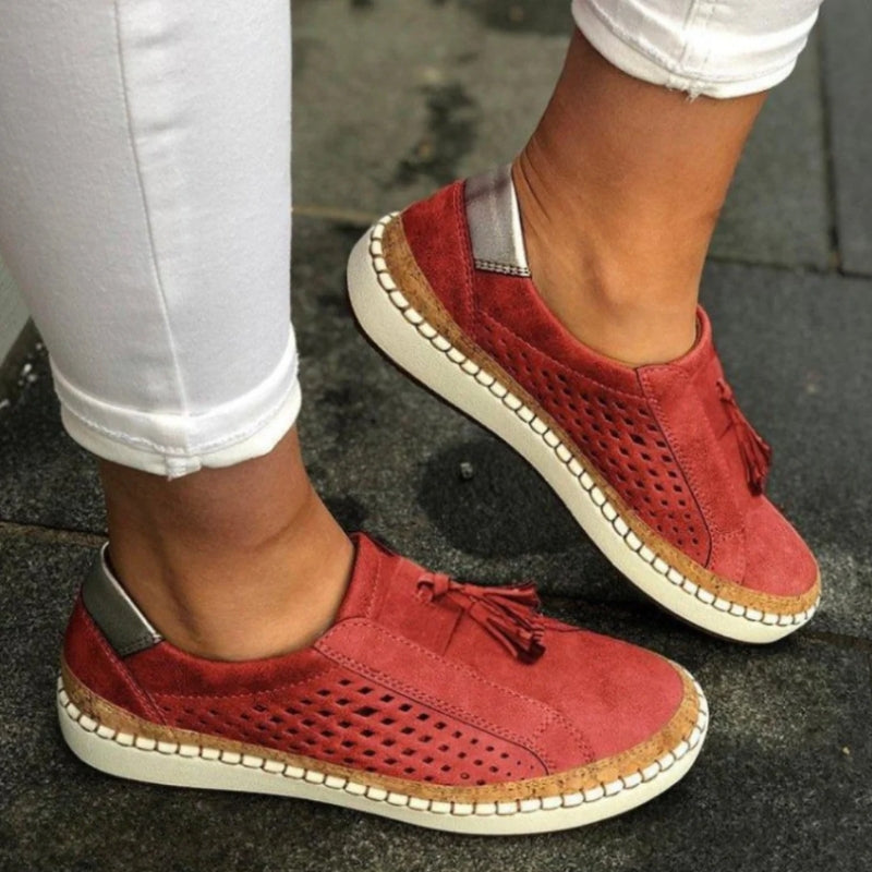 Savina | Perforated Tassel Slip-On Loafers