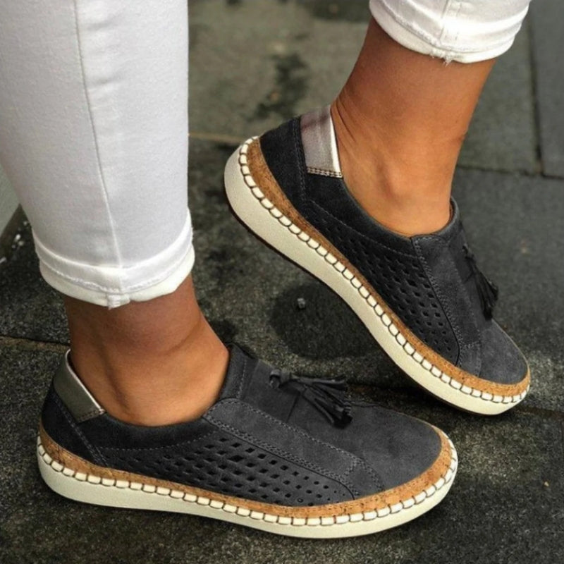 Savina | Perforated Tassel Slip-On Loafers