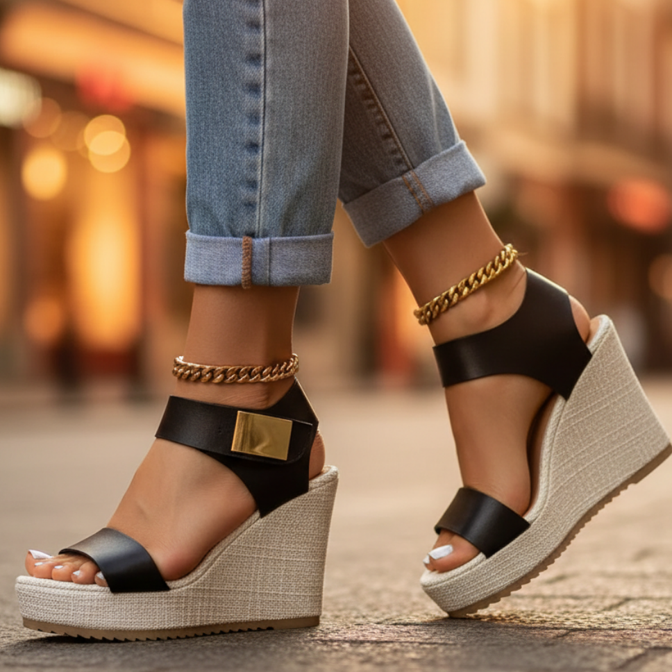 Zahara | Comfort Wedge Sandals with Ankle Strap
