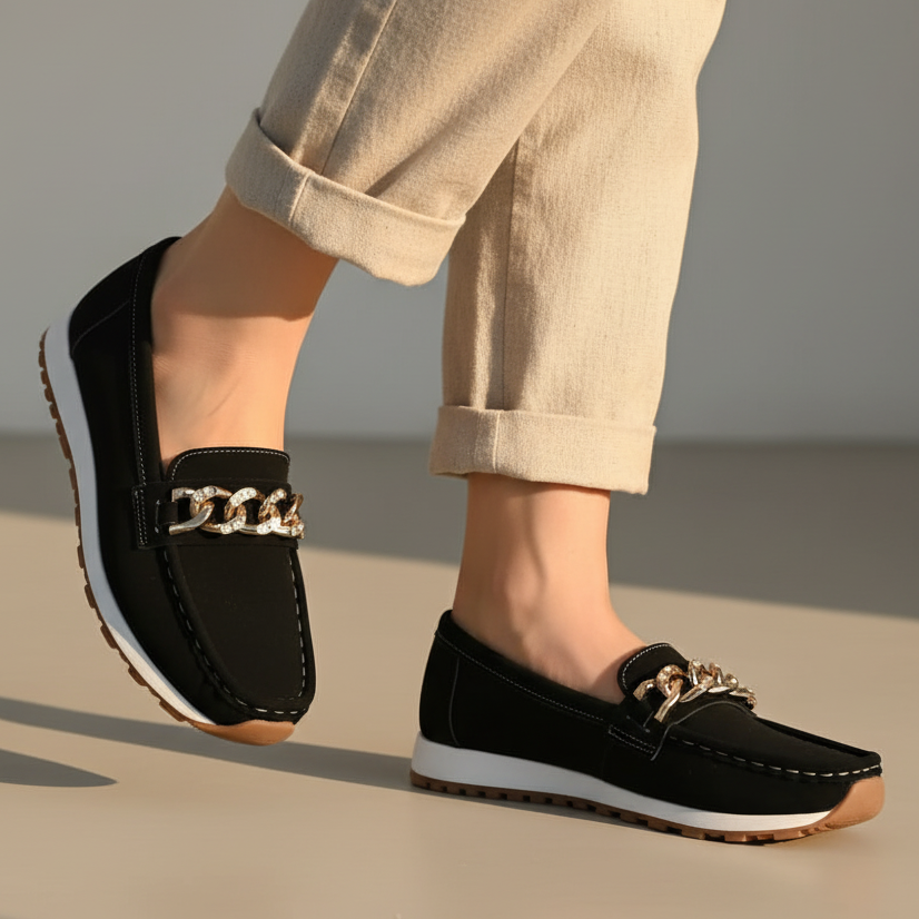 Virelle | Chain Detail Slip-On Loafers