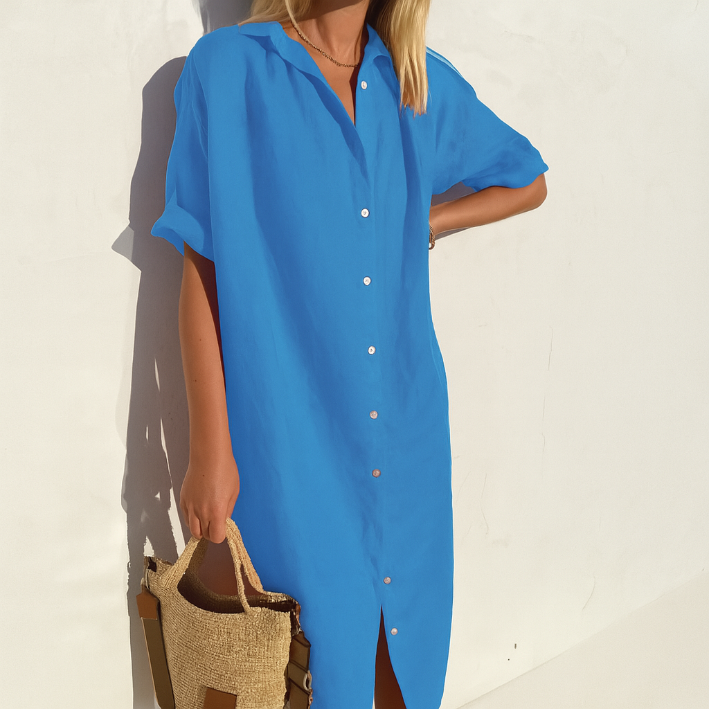 Noirelle | Relaxed Fit Button-Down Midi Shirt Dress