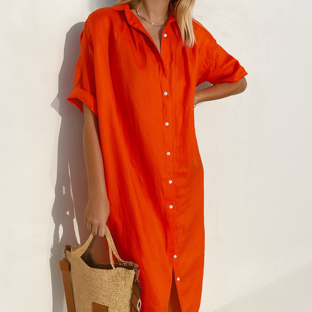 Noirelle | Relaxed Fit Button-Down Midi Shirt Dress