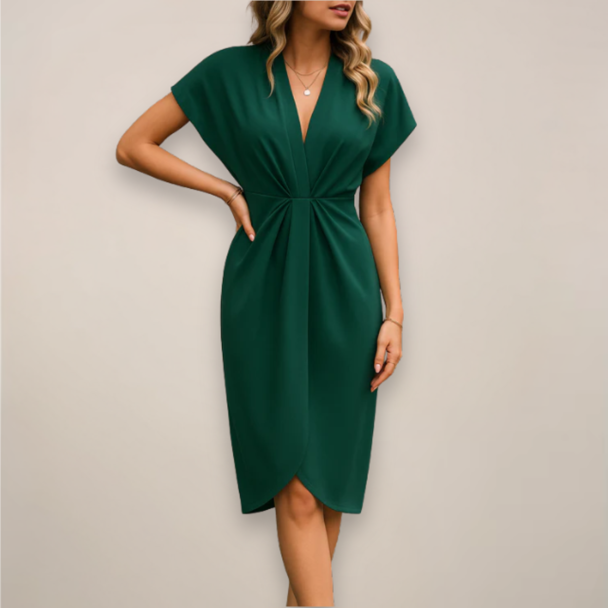Sophia | Wrap Style Midi Dress with Front Twist