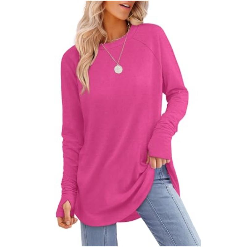ZARITA™ - Cozy Long Sleeve Tunic Shirt with Thumb Hole