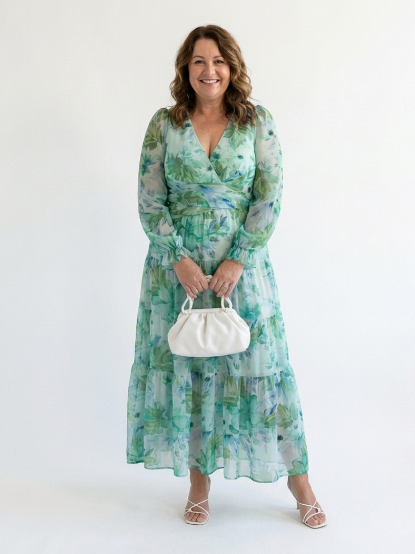 Seraphina | Floral Chiffon V Neck Maxi Dress