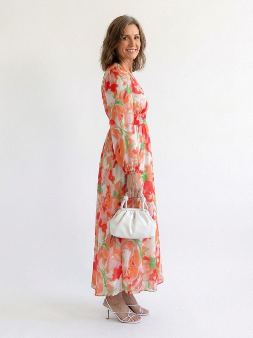 Seraphina | Floral Chiffon V Neck Maxi Dress