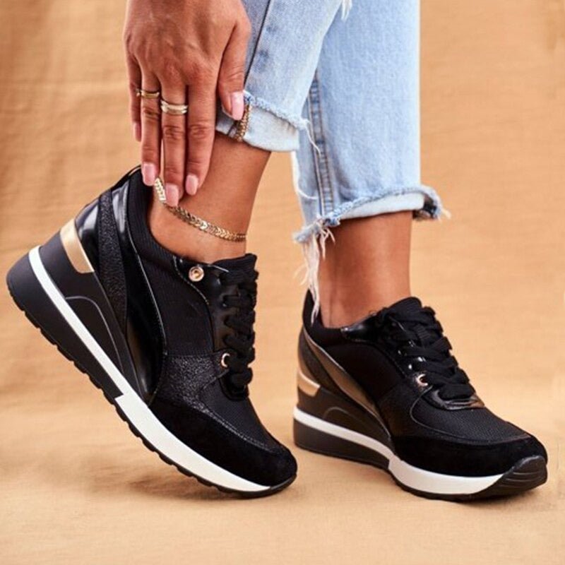 Aurélie | Metallic Panel Lace-Up Sneakers