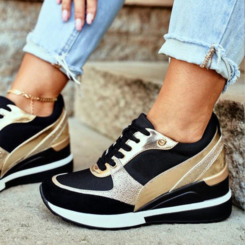 Aurélie | Metallic Panel Lace-Up Sneakers