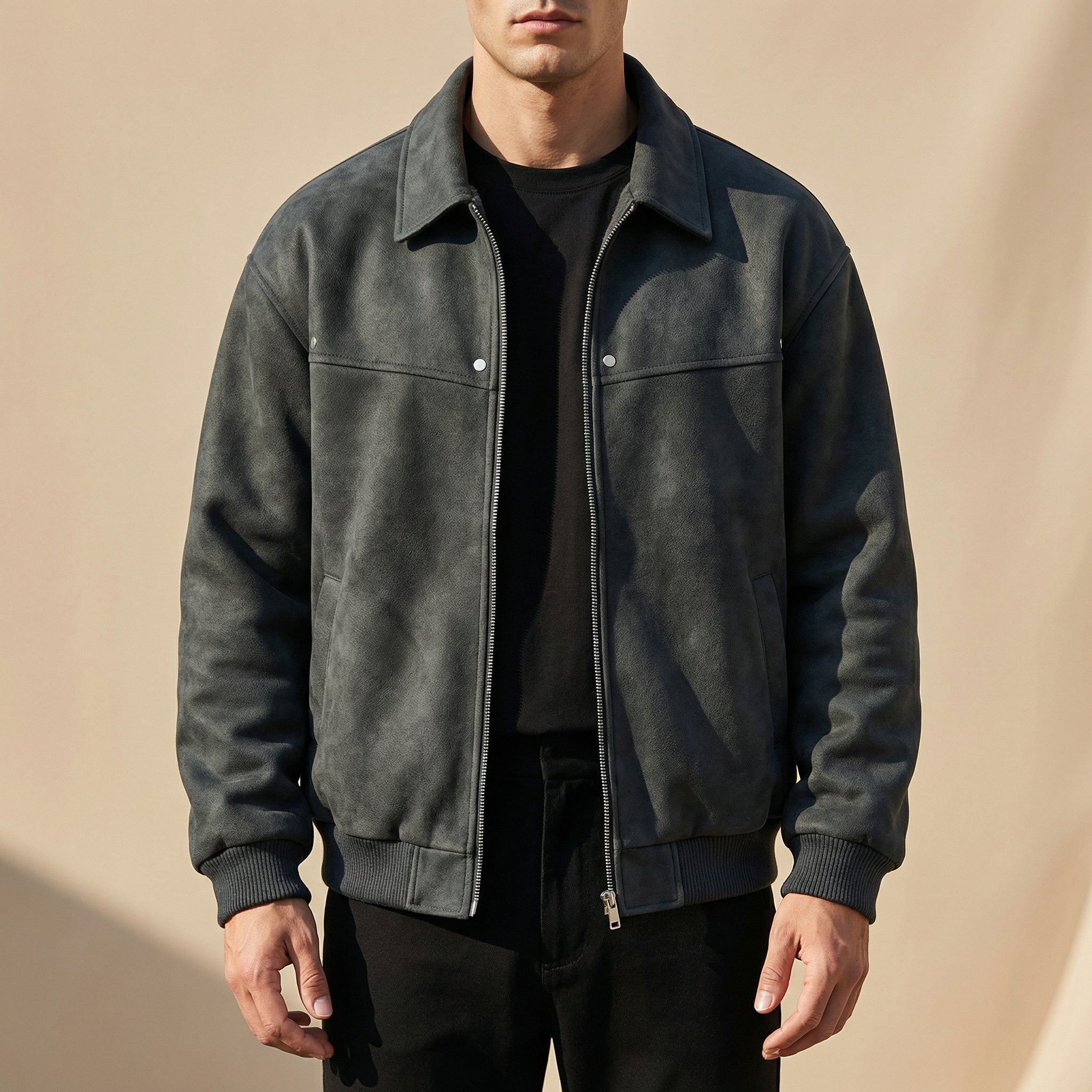 Jacob | Men's Vintage Brown Leather Bomber Jacket