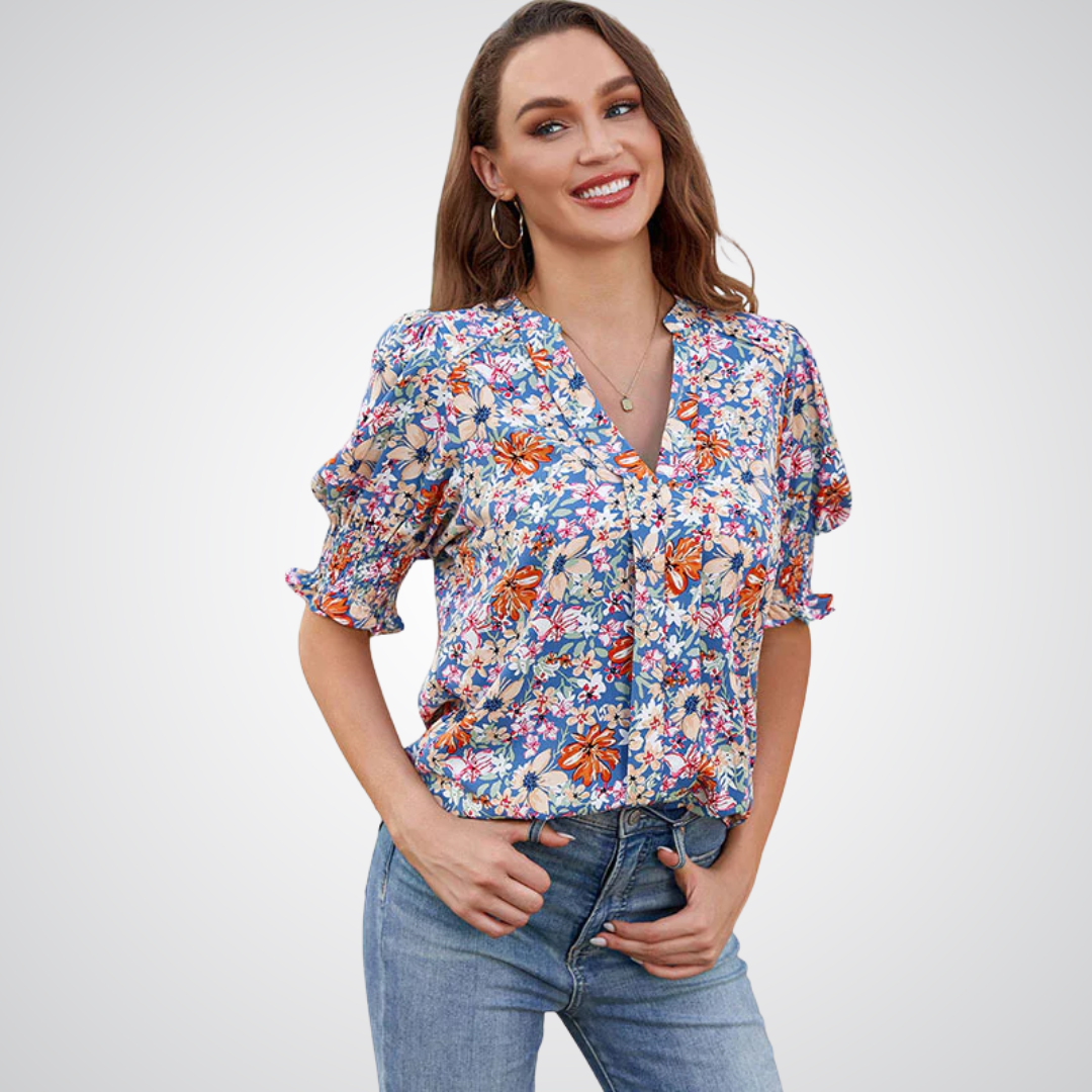 MONICA™ – Chic V-Neck Blouse 