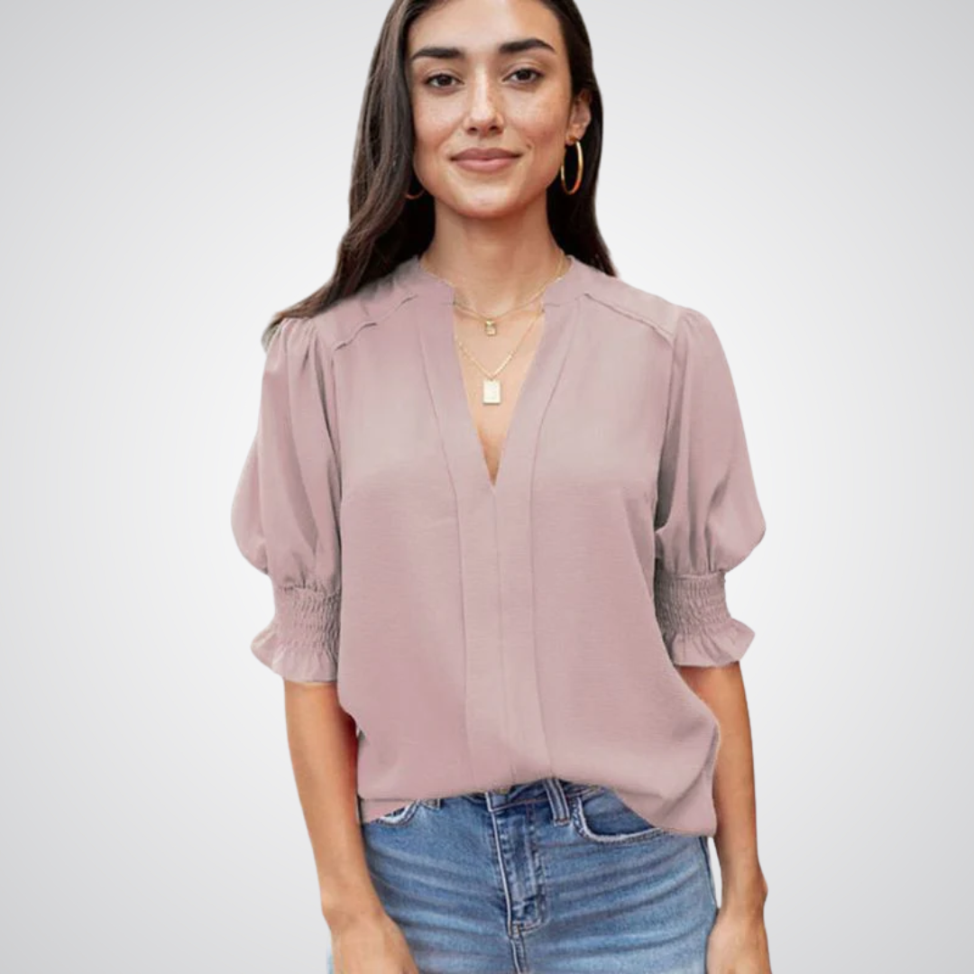 MONICA™ – Chic V-Neck Blouse 