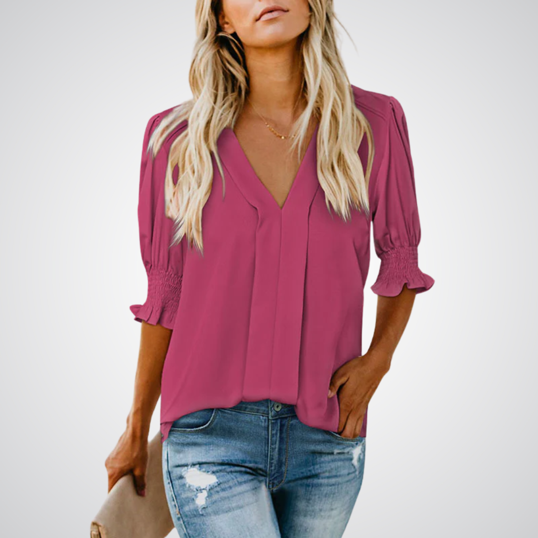 MONICA™ – Chic V-Neck Blouse 