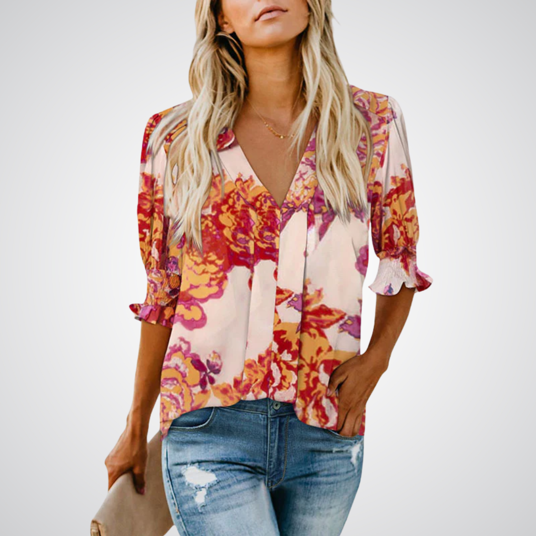 MONICA™ – Chic V-Neck Blouse 