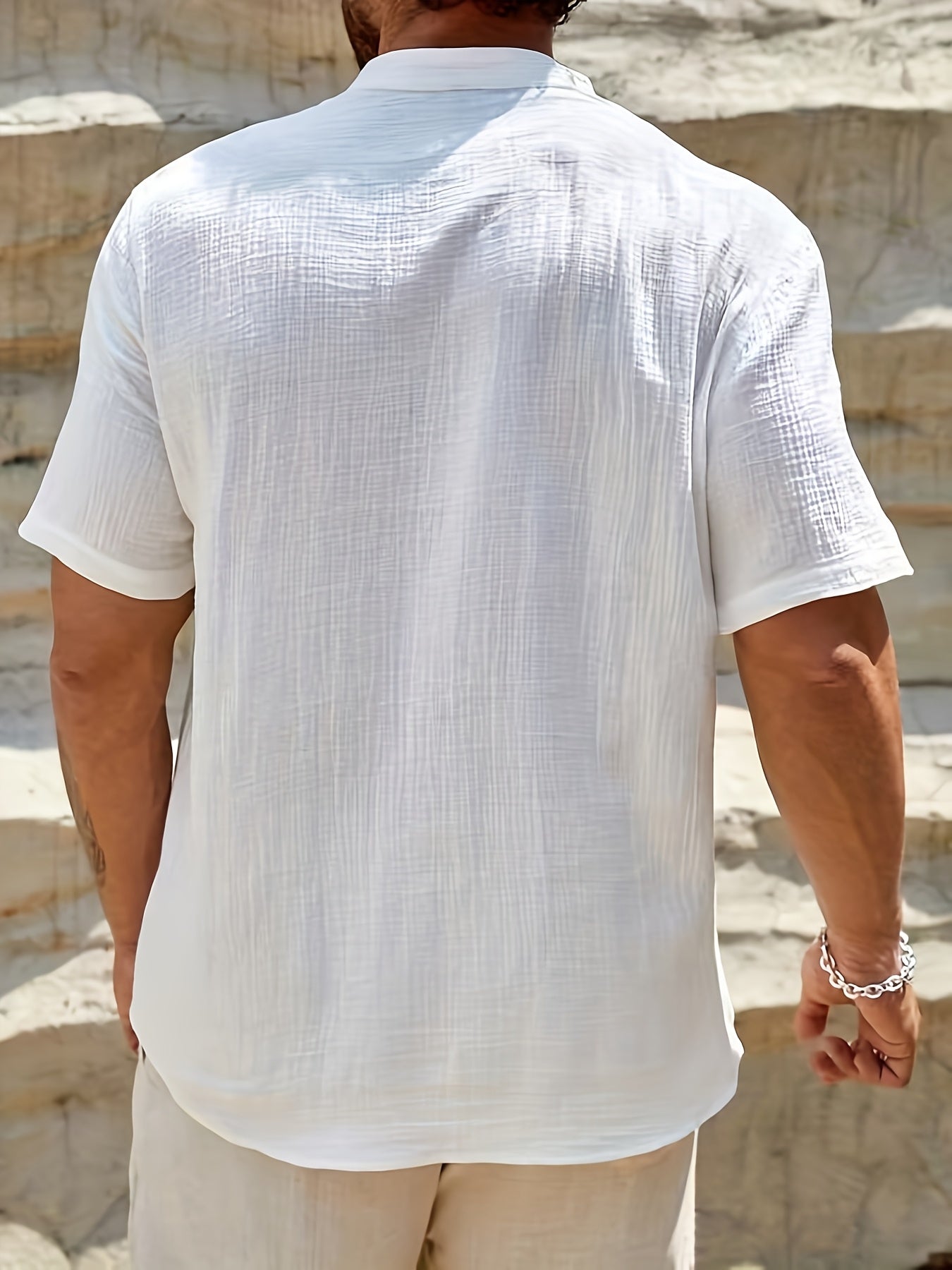 Mateo | Short Sleeve Linen Henley Shirt