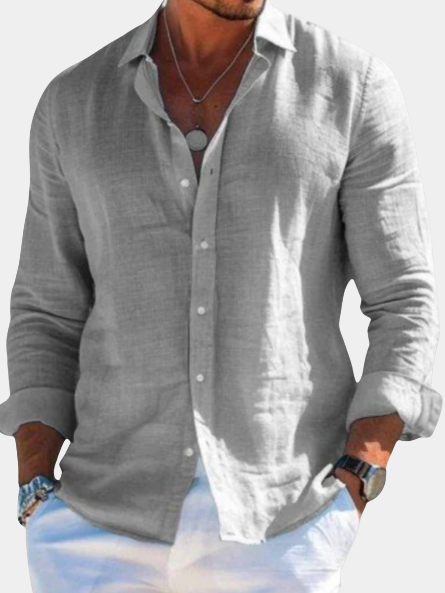 Felix | Long Sleeve Linen Blend Button Up Shirt