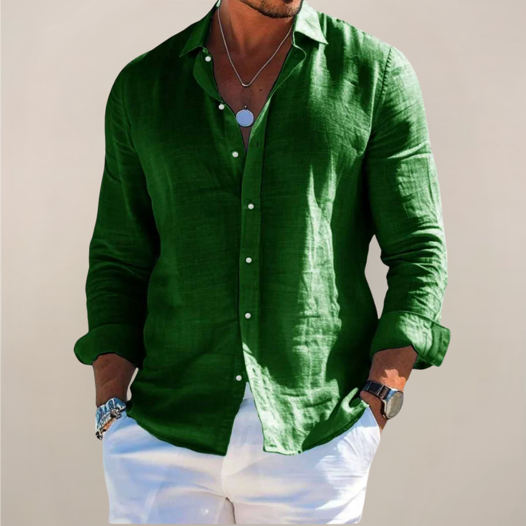 Felix | Long Sleeve Linen Blend Button Up Shirt