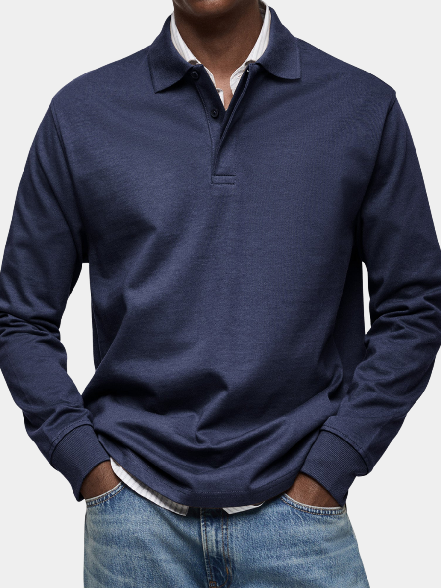Diego | Men's Long Sleeve Knit Polo Rib Cuffs
