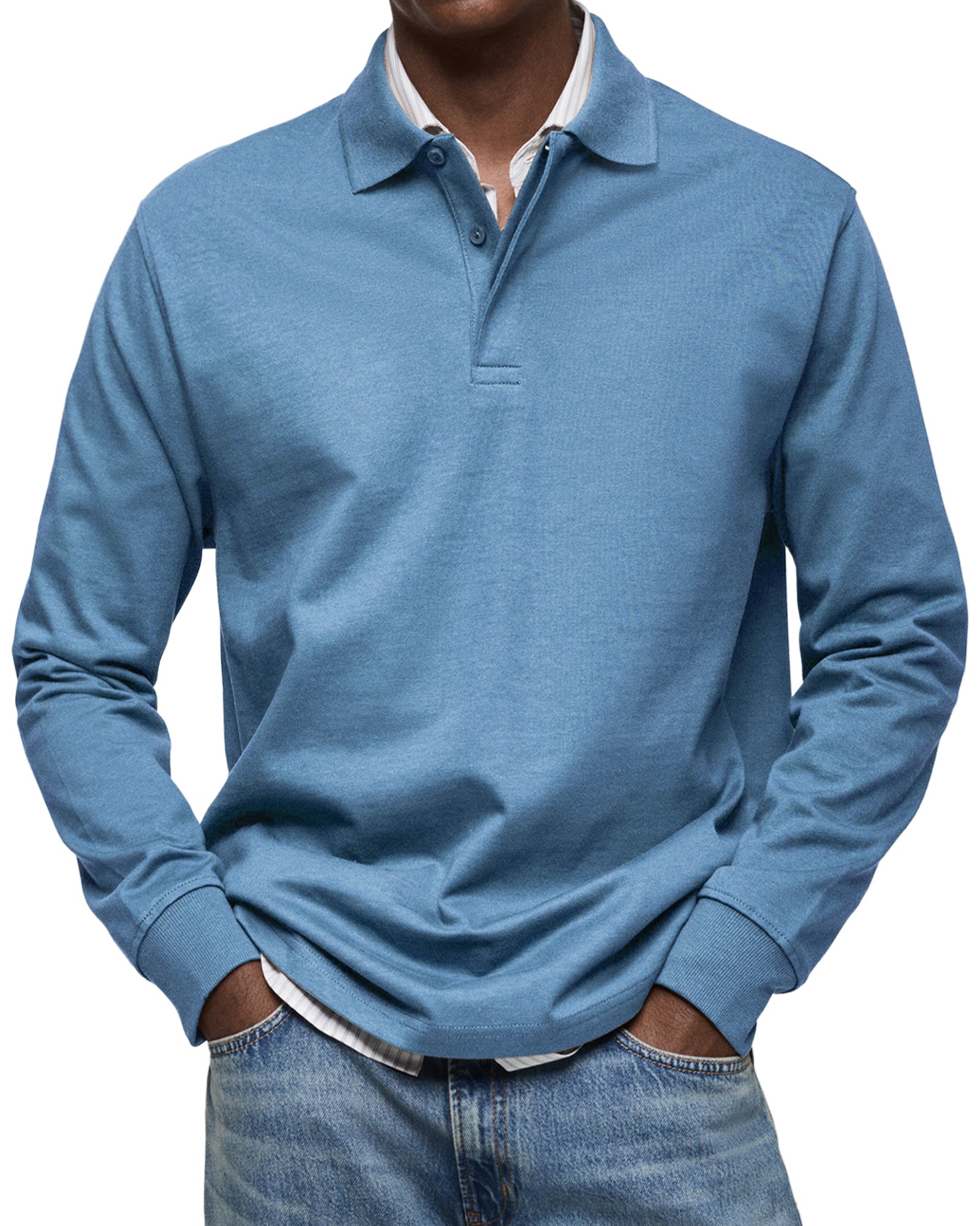 Diego | Men's Long Sleeve Knit Polo Rib Cuffs