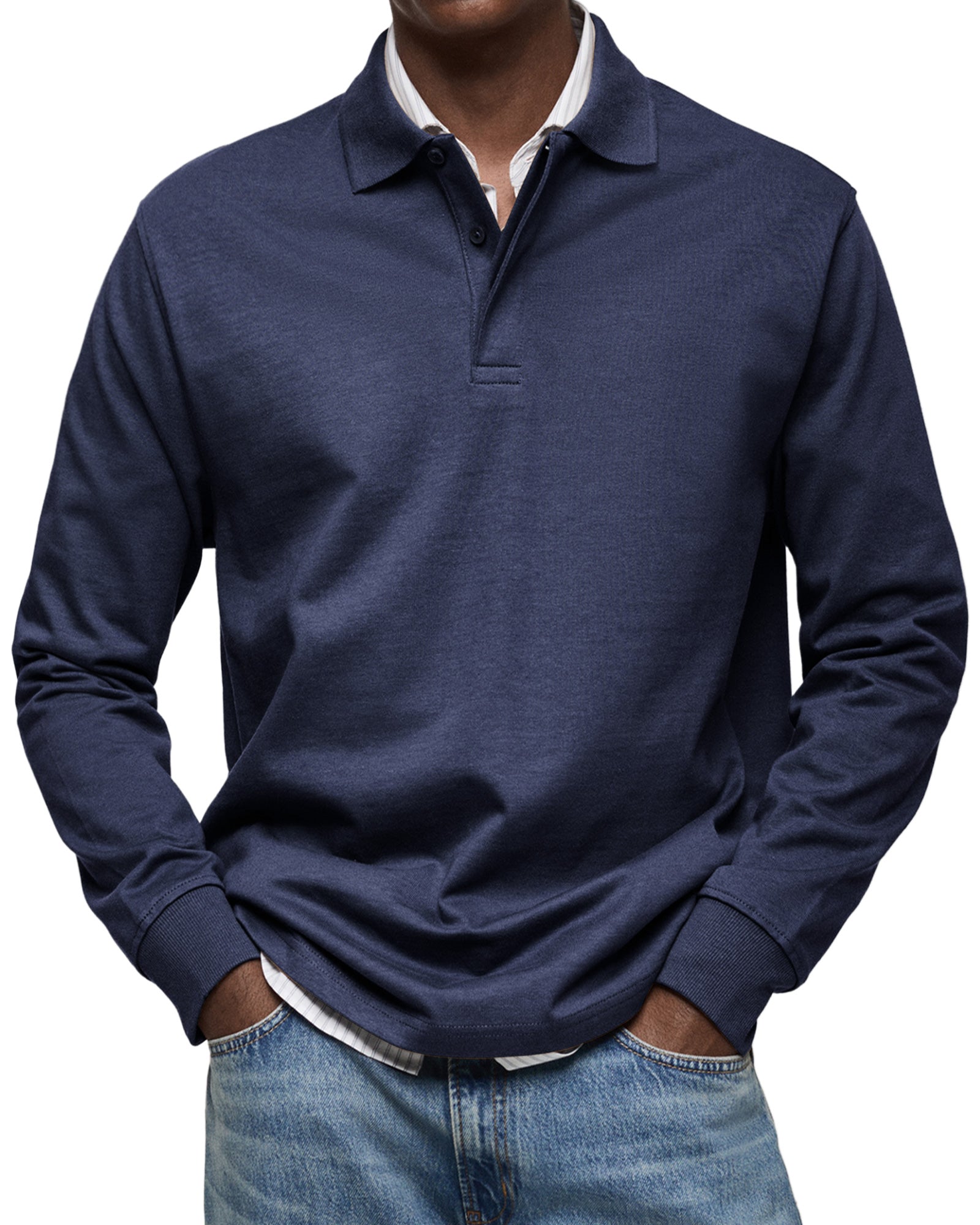 Diego | Men's Long Sleeve Knit Polo Rib Cuffs