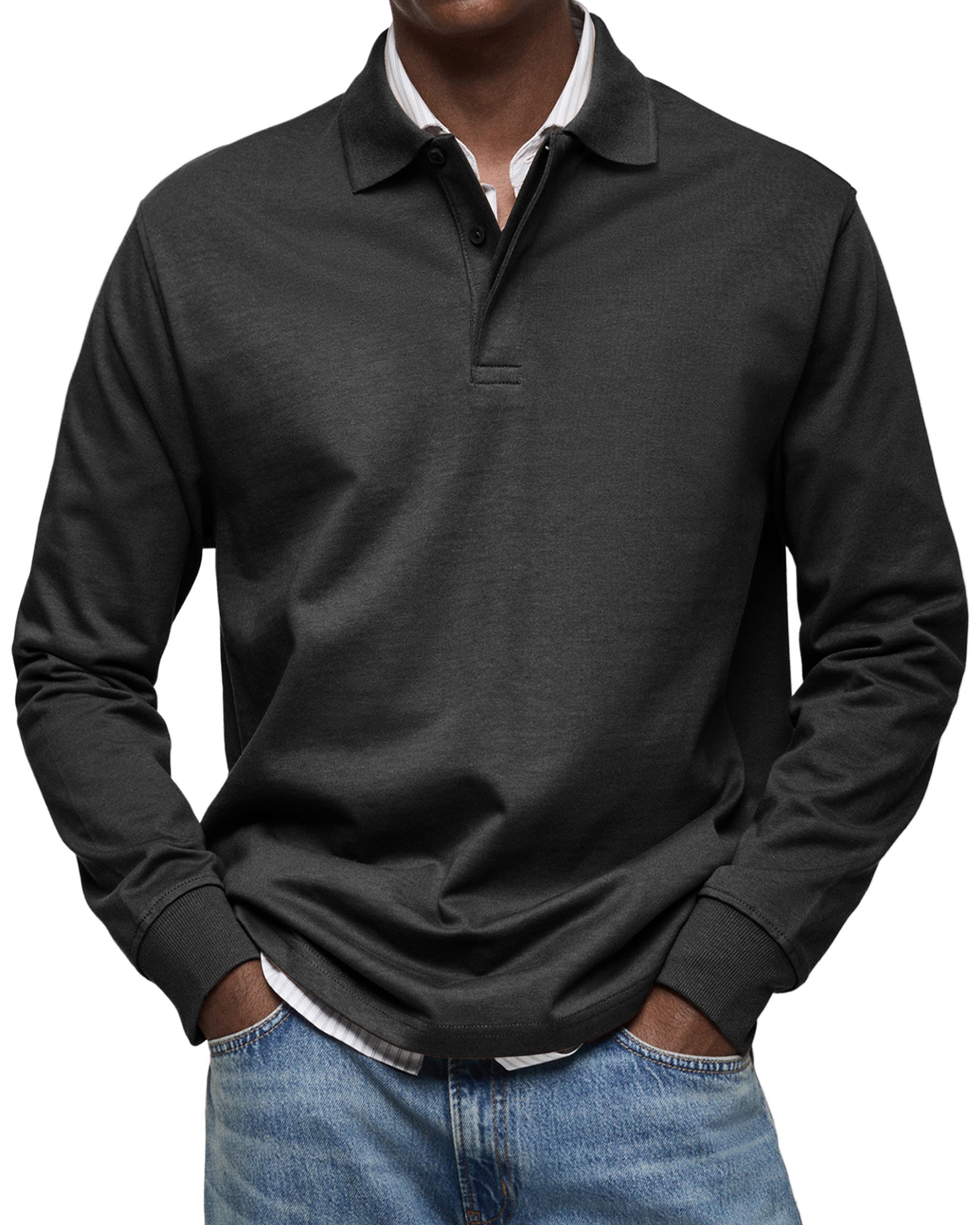 Diego | Men's Long Sleeve Knit Polo Rib Cuffs