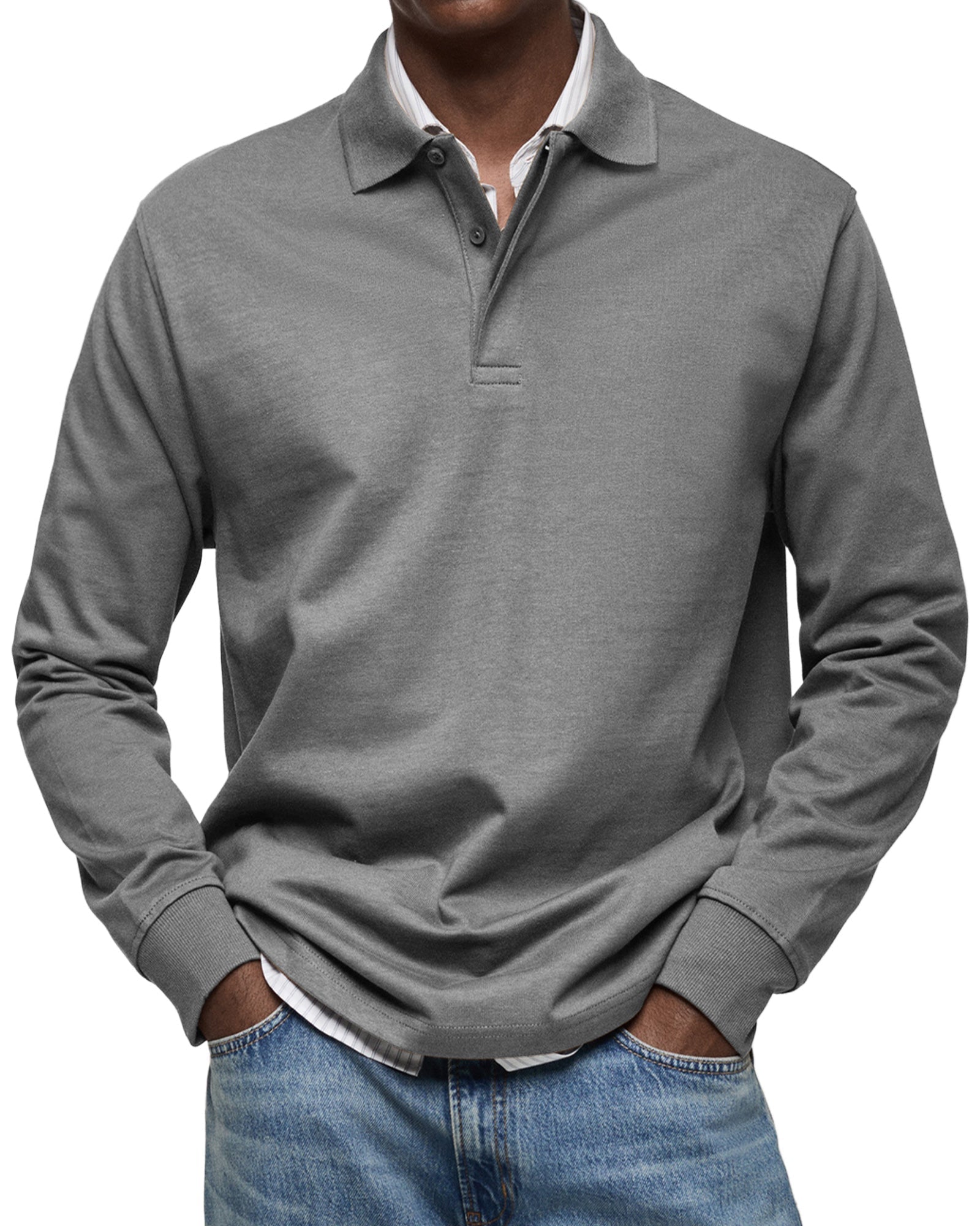 Diego | Men's Long Sleeve Knit Polo Rib Cuffs