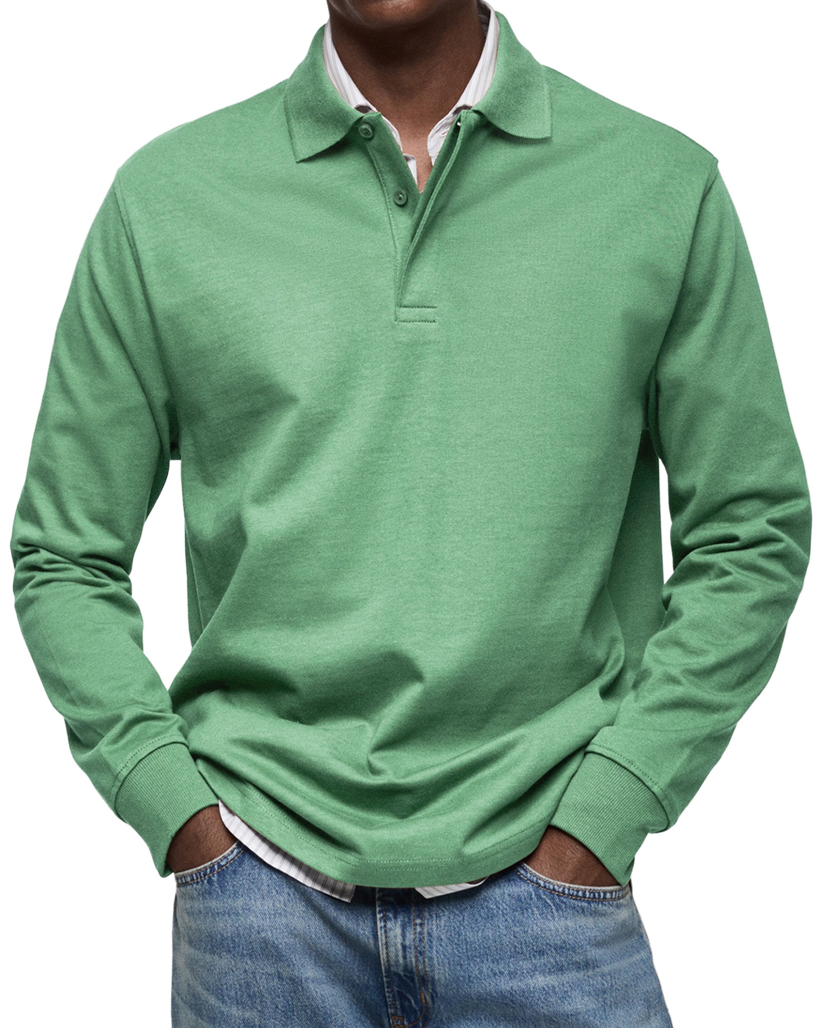 Diego | Men's Long Sleeve Knit Polo Rib Cuffs