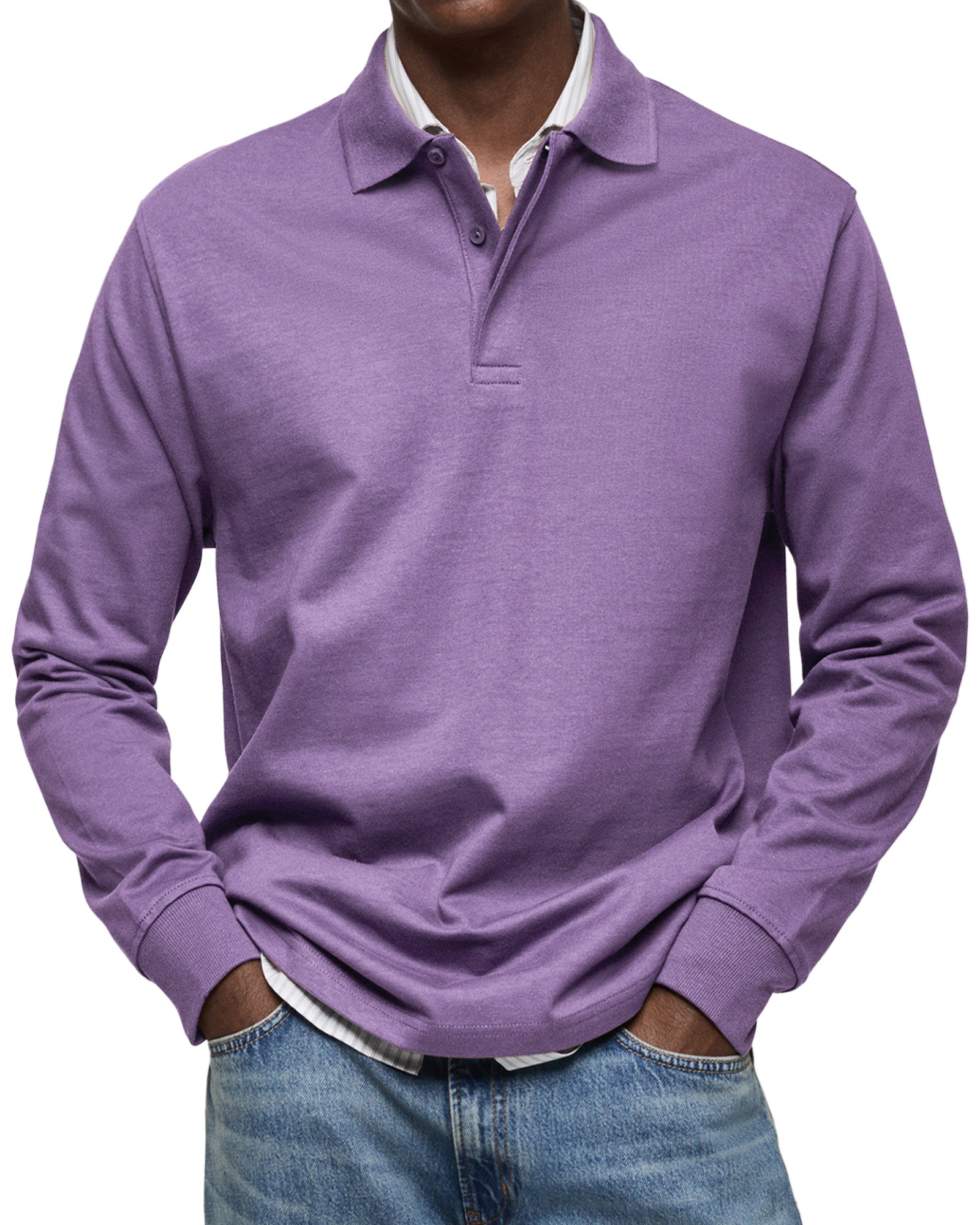 Diego | Men's Long Sleeve Knit Polo Rib Cuffs