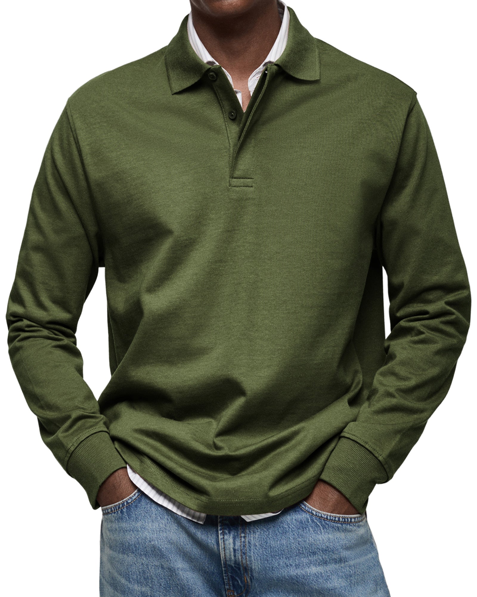 Diego | Men's Long Sleeve Knit Polo Rib Cuffs