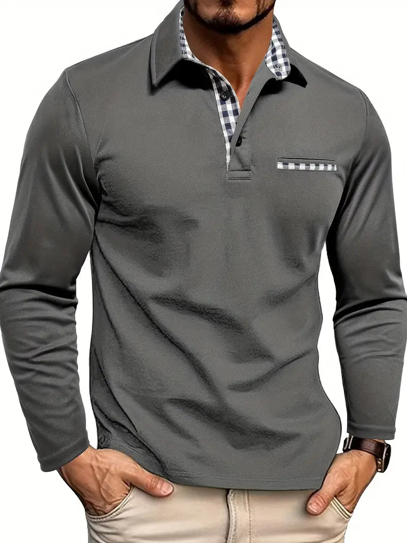 Jonathan | Men's Long Sleeve Polo Contrast Collar Trim
