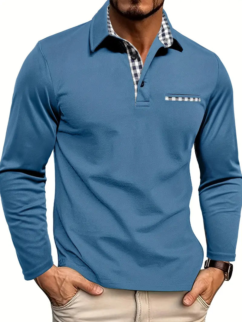 Jonathan | Men's Long Sleeve Polo Contrast Collar Trim