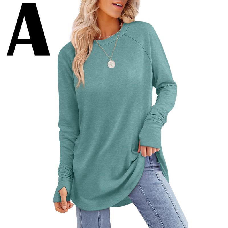 ZARITA™ - Cozy Long Sleeve Tunic Shirt with Thumb Hole