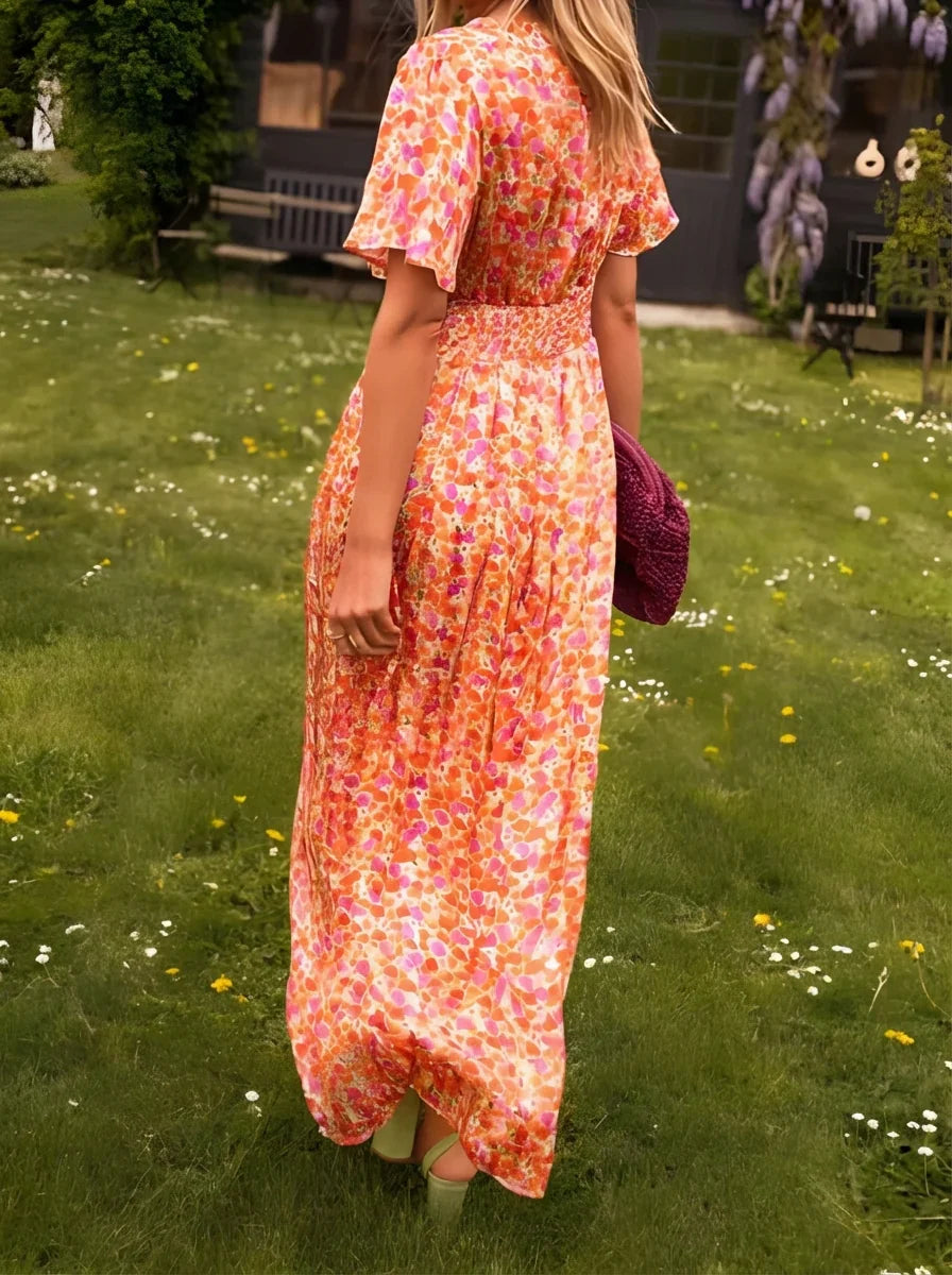 Valencia | Floral Ruched Waist Maxi Dress