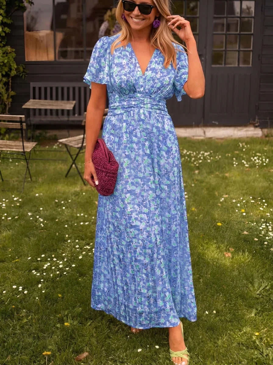 Valencia | Floral Ruched Waist Maxi Dress