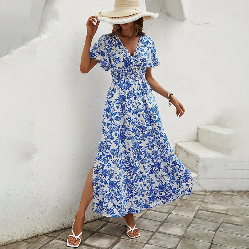 Seraphina | Boho Floral Maxi Dress with V-Neck