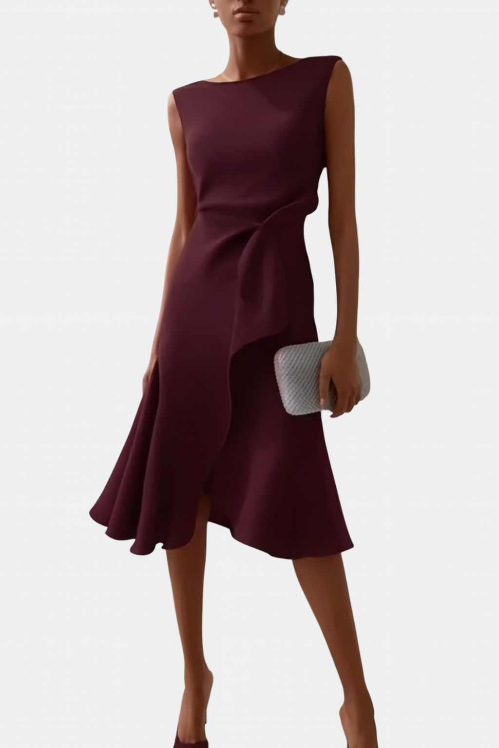 Aurora | Sleeveless Cocktail Midi Dress Wedding Guest Dress