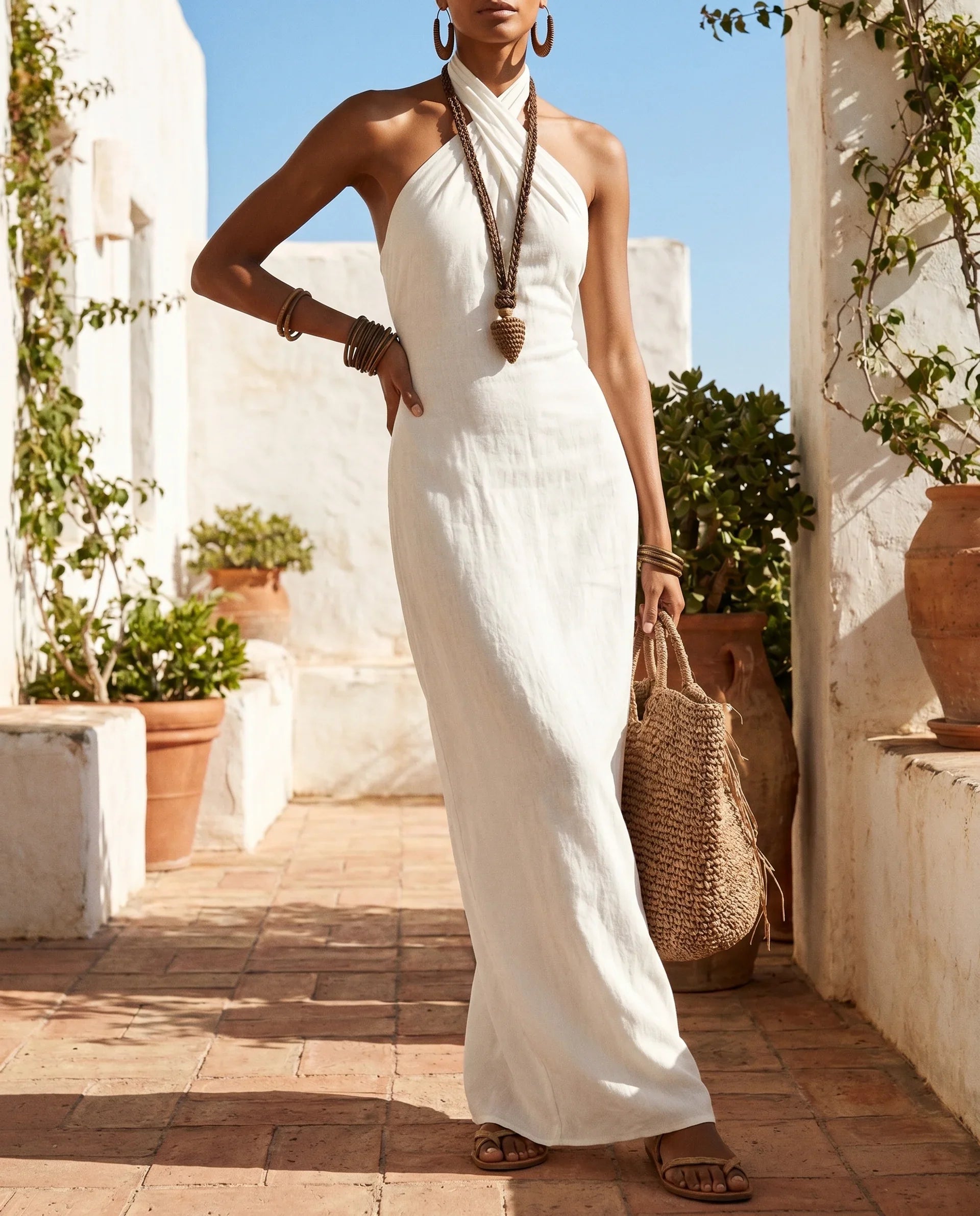 Ladies' Maxi Dress with Halter Neck – Flowing and Elegant for Day and Night | Lieselotte