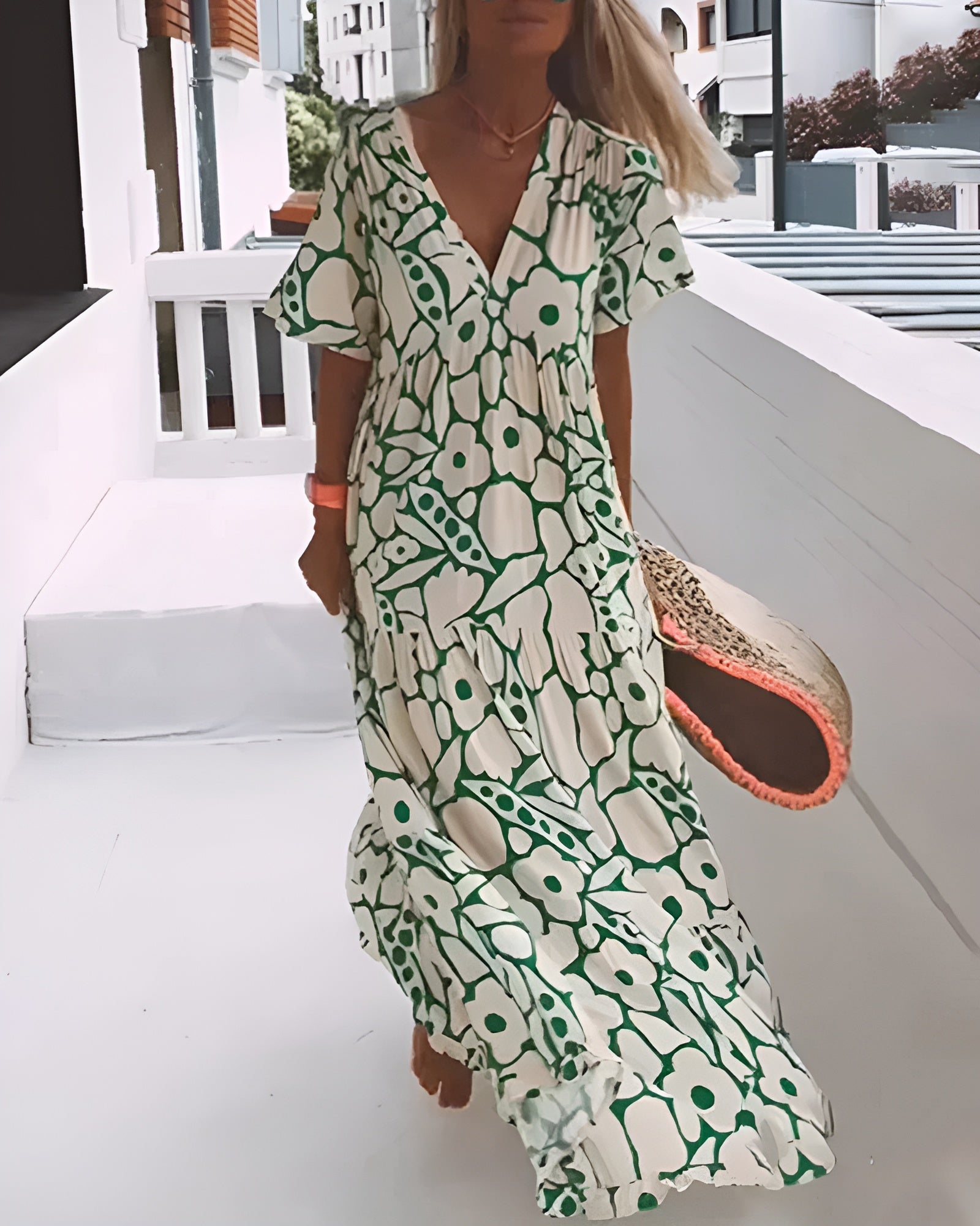 Elodie | Floral Print Summer Maxi Dress with V Neck