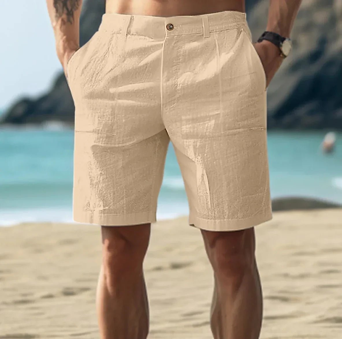 Leandro | Linen Flat Front Tailored Shorts