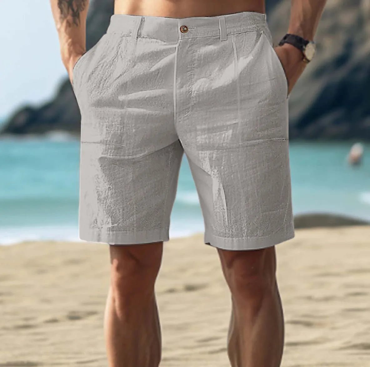 Leandro | Linen Flat Front Tailored Shorts