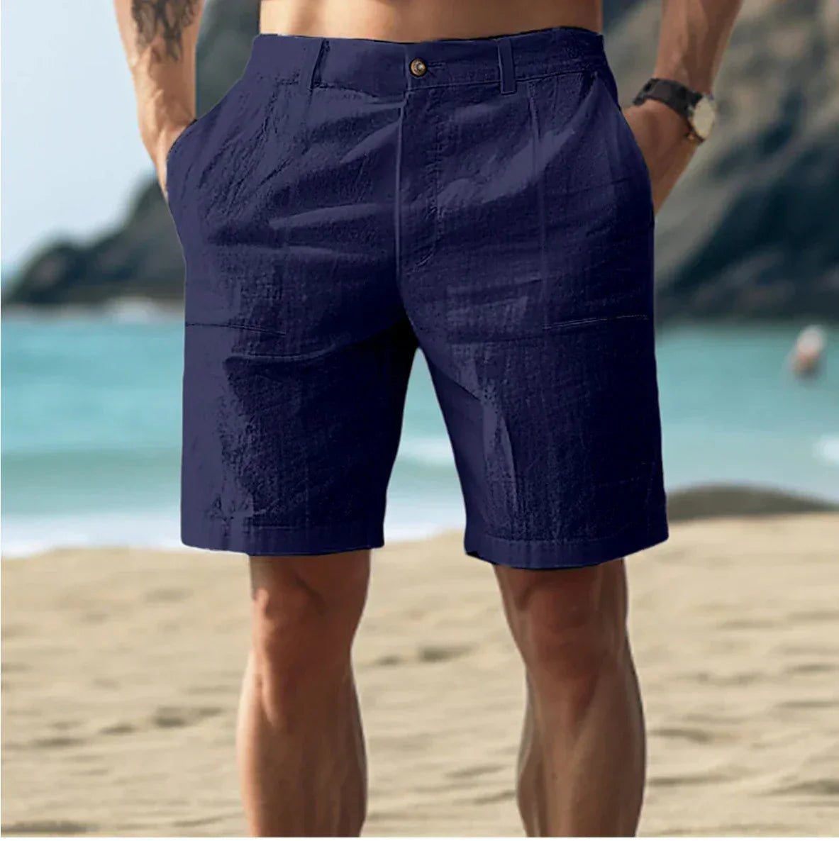 Leandro | Linen Flat Front Tailored Shorts