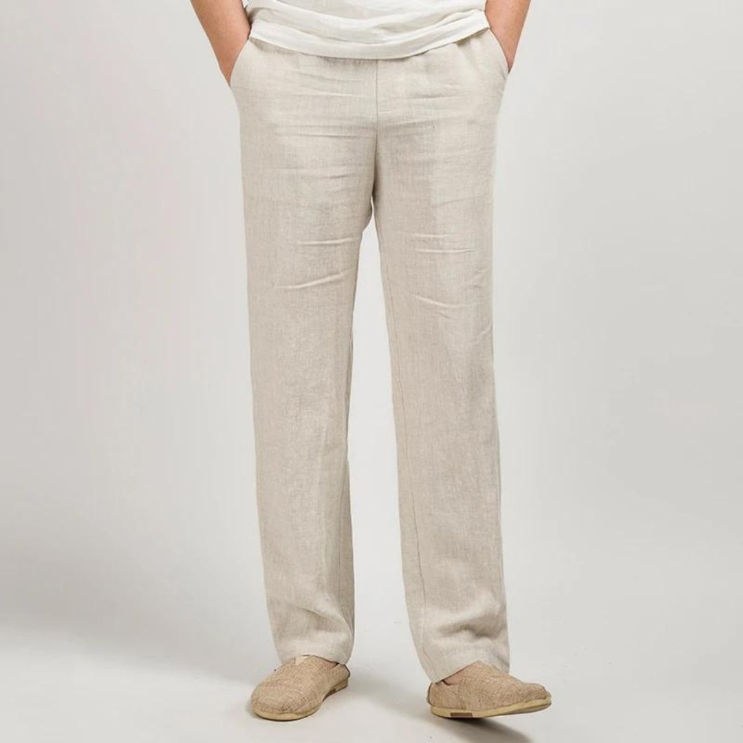 Santino | Linen Straight-Leg Trousers with Elastic Waist