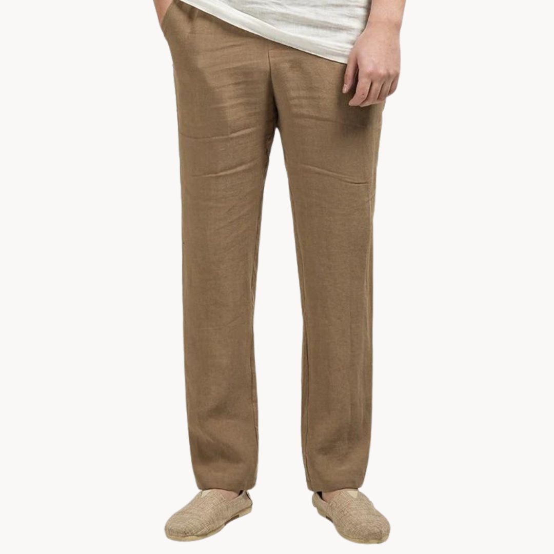 Santino | Linen Straight-Leg Trousers with Elastic Waist